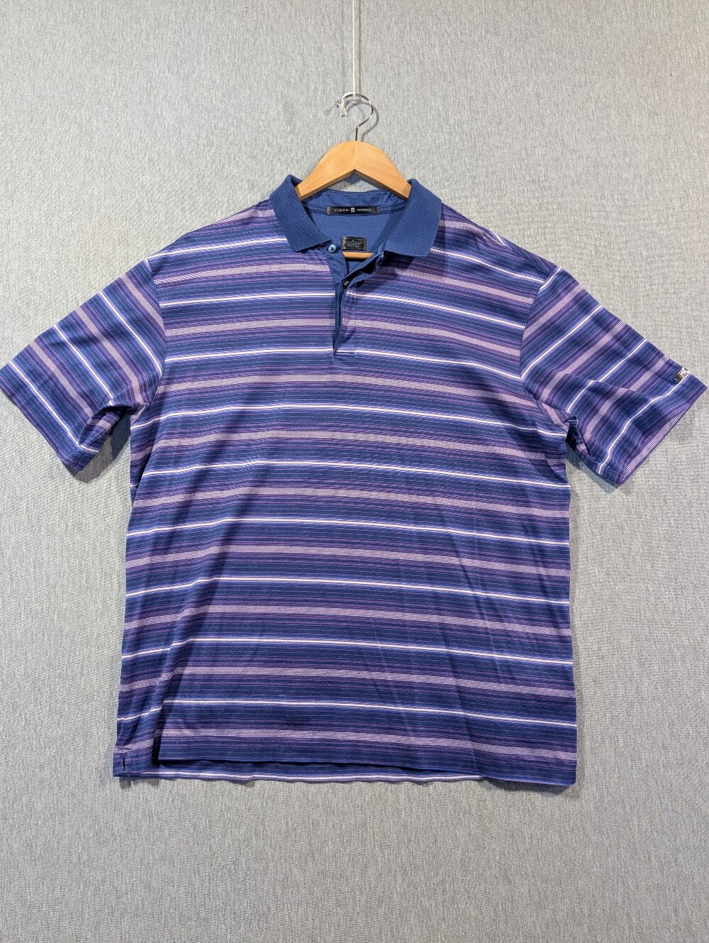 Nike Tiger Woods Collection Polo Golf Shirt Men's Large Purple Striped